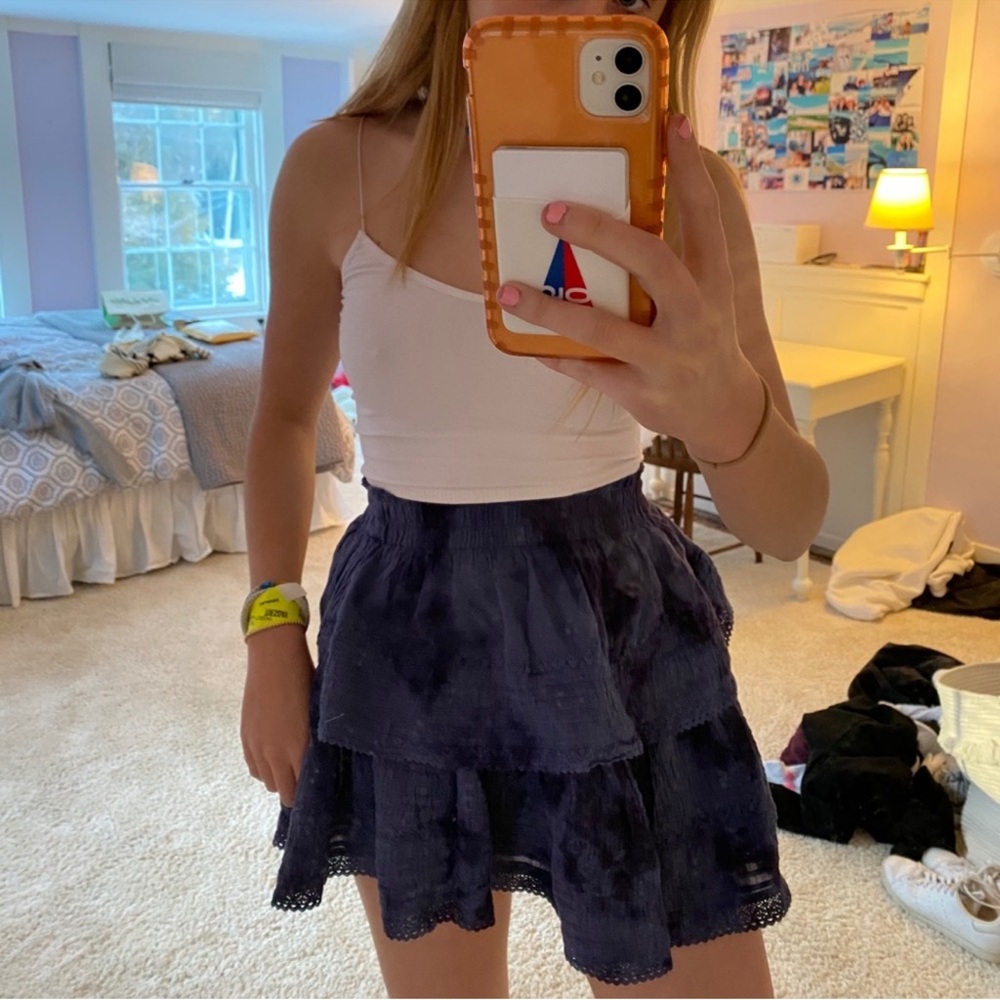 Aerie Dark Blue Tiered Mini Skirt
